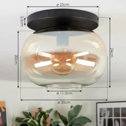 Apedo Plafonnier, Boule lumineuse Ambre, Clair, 1 lumière