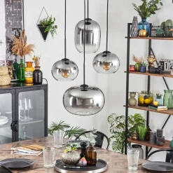 Apedo Suspension, Boule lumineuse, Suspension Clair, Fumé, 4 lumières