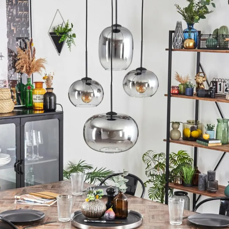 Apedo Suspension, Boule lumineuse, Suspension Clair, Fumé, 4 lumières