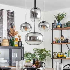 Apedo Suspension, Boule lumineuse, Suspension Clair, Fumé, 4 lumières