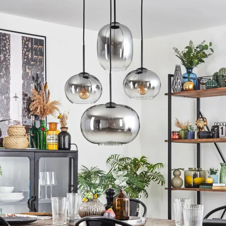 Apedo Suspension, Boule lumineuse, Suspension Clair, Fumé, 4 lumières