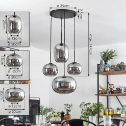 Apedo Suspension, Boule lumineuse, Suspension Fumé, 4 lumières