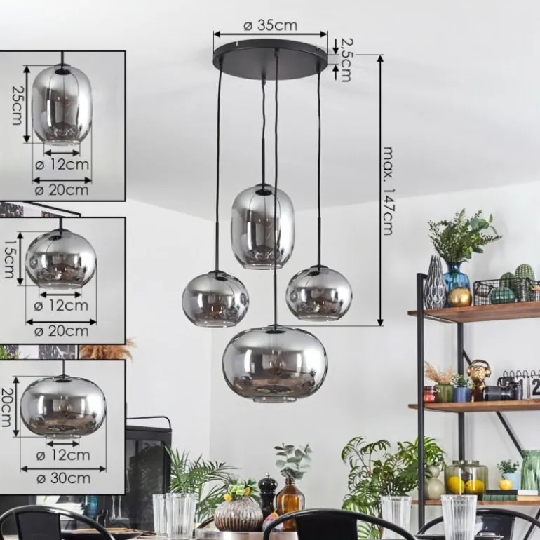 Apedo Suspension, Boule lumineuse, Suspension Fumé, 4 lumières