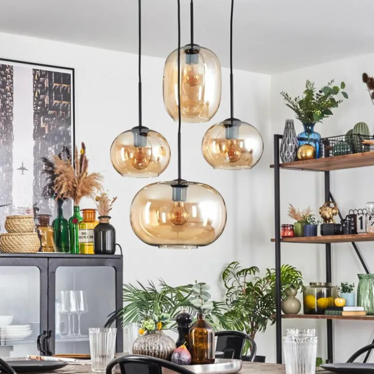 Apedo Suspension, Boule lumineuse, Suspension Ambre, 4 lumières