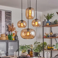 Apedo Suspension, Boule lumineuse, Suspension Ambre, 4 lumières