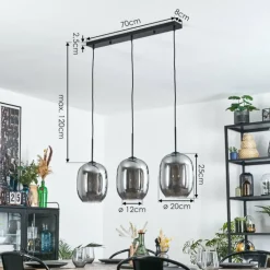 Apedo Suspension Fumé, 3 lumières