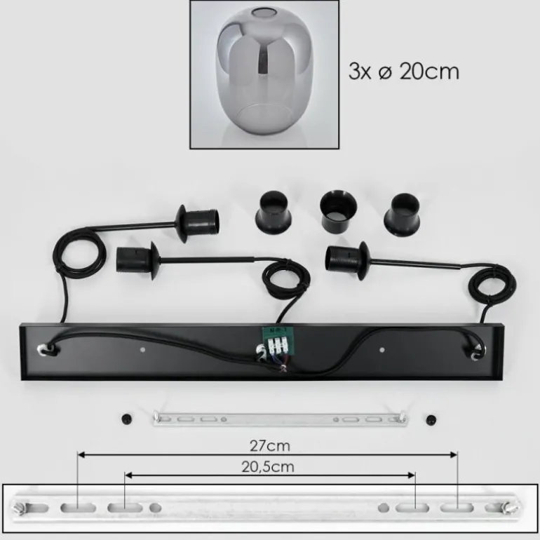 Apedo Suspension Fumé, 3 lumières