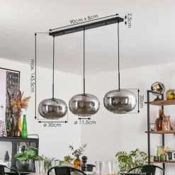 Apedo Suspension Noir, 3 lumières