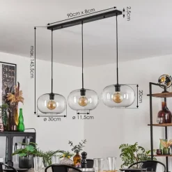 Apedo Suspension Noir, 3 lumières