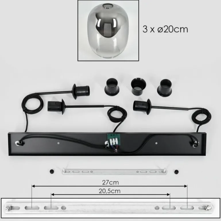 Apedo Suspension, Suspension Clair, Fumé, 3 lumières