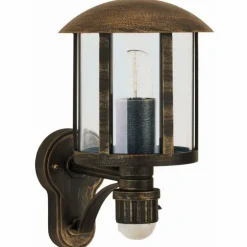 Applique extérieure Albert 836 Brun, Laiton, 1 lumière, Détecteur de mouvement