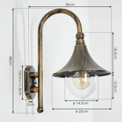 Applique extérieure Elgin Noir doré, 1 lumière