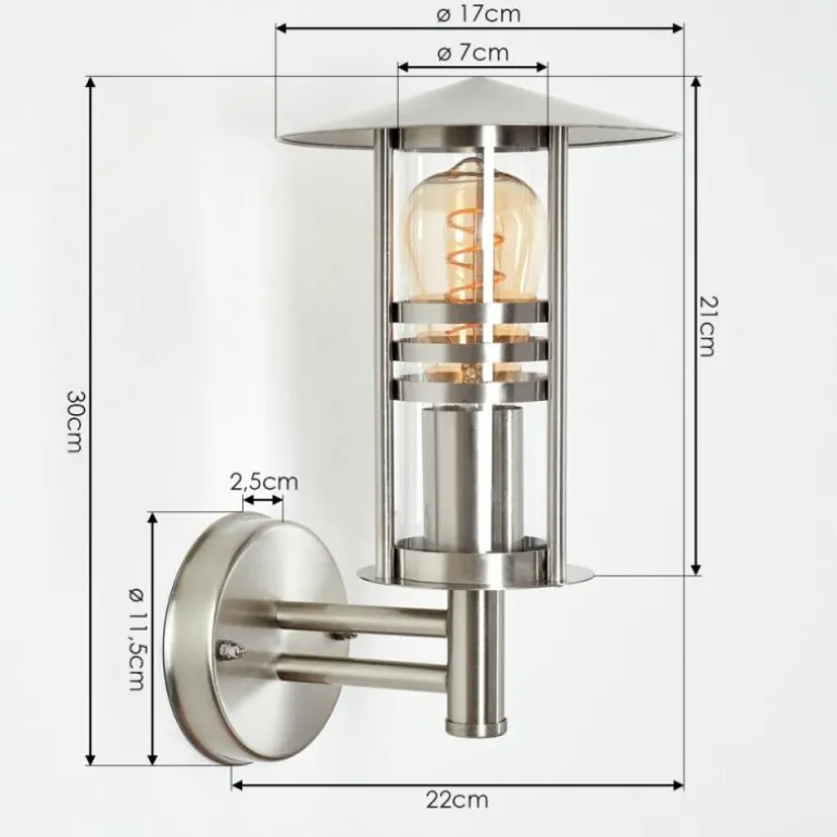 Applique extérieure Forli Acier inoxydable, Transparent, 1 lumière