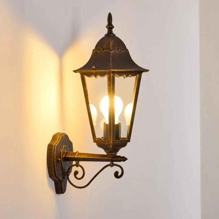 Applique extérieure Hongkong Brun doré, 1 lumière