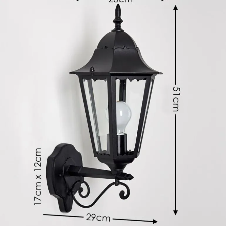 Applique extérieure Hongkong Noir, 1 lumière