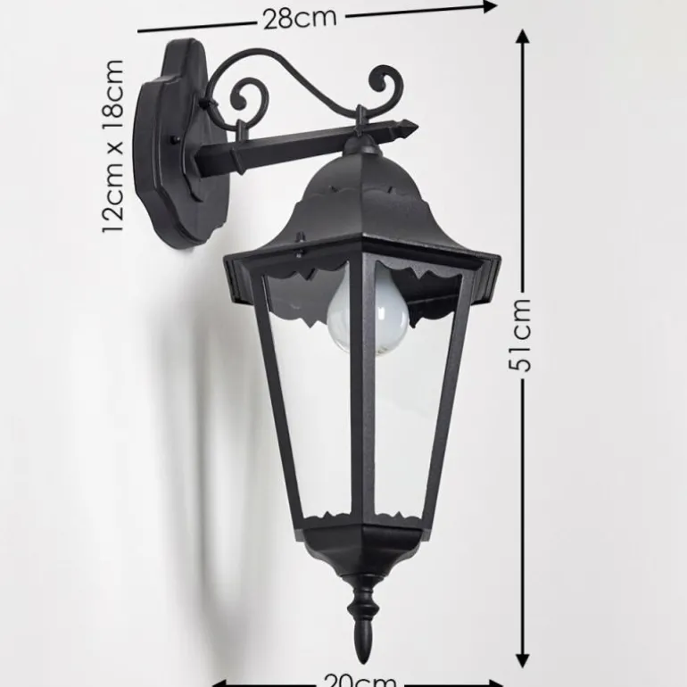 Applique extérieure Hongkong Noir, 1 lumière