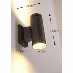 Applique extérieure LED Globo Noir, 2 lumières