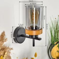 Applique murale Amignon Écru, Noir, 1 lumière