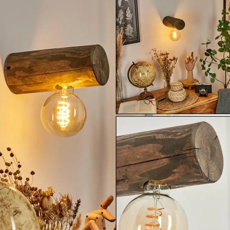 Applique murale Canedo Bois foncé, 1 lumière