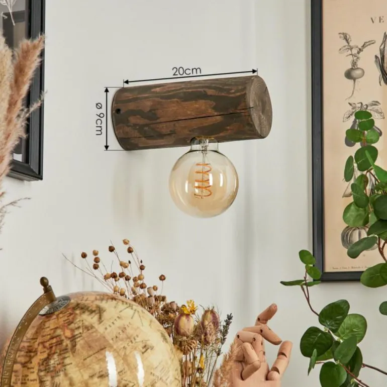 Applique murale Canedo Bois foncé, 1 lumière