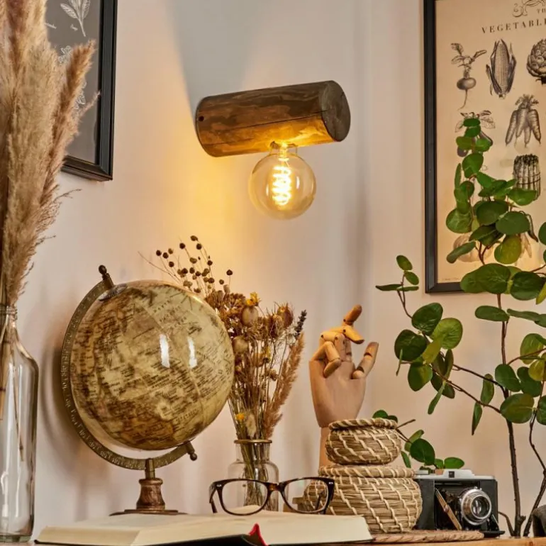 Applique murale Canedo Bois foncé, 1 lumière