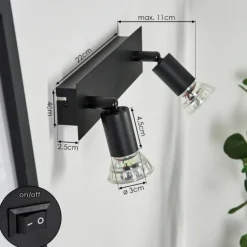 Applique murale Castillo Noir, 2 lumières