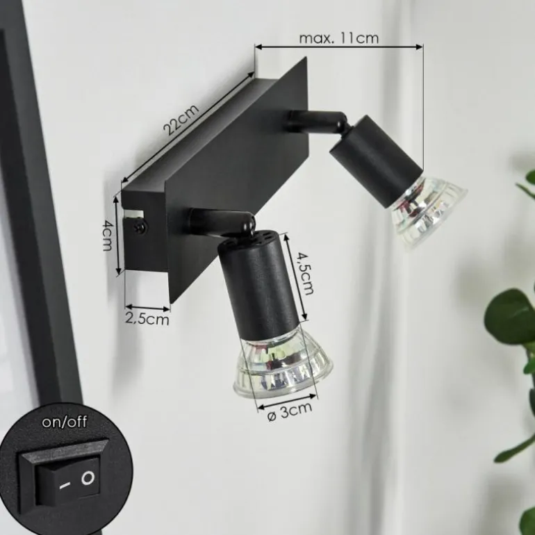 Applique murale Castillo Noir, 2 lumières