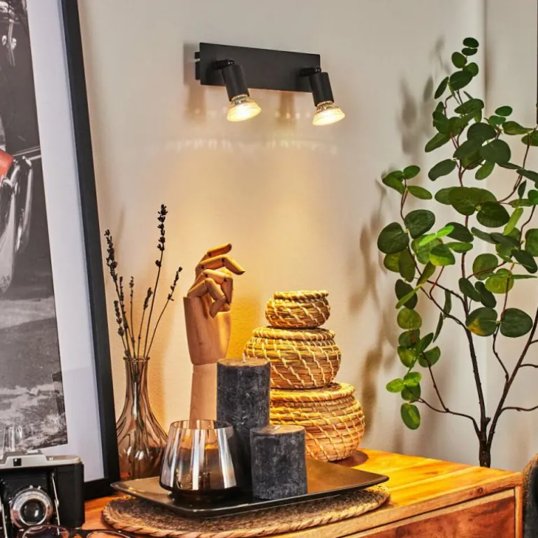 Applique murale Castillo Noir, 2 lumières