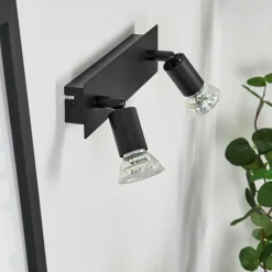 Applique murale Castillo Noir, 2 lumières