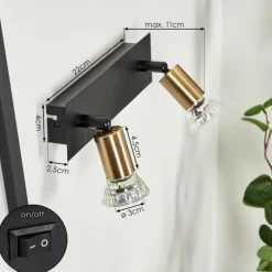 Applique murale Castillo Noir, 2 lumières