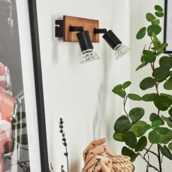 Applique murale Castillo Écru, Noir, 2 lumières