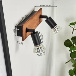 Applique murale Castillo Écru, Noir, 2 lumières