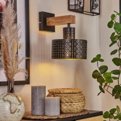 Applique murale Chabian Brun, Couleur bois, Noir, 1 lumière