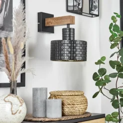 Applique murale Chabian Brun, Couleur bois, Noir, 1 lumière