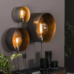 Applique murale Charger Argent Oxydé, 3 lumières