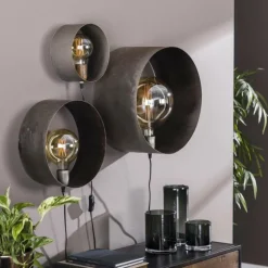 Applique murale Charger Argent Oxydé, 3 lumières