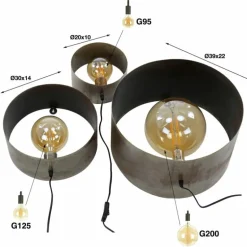 Applique murale Charger Argent Oxydé, 3 lumières