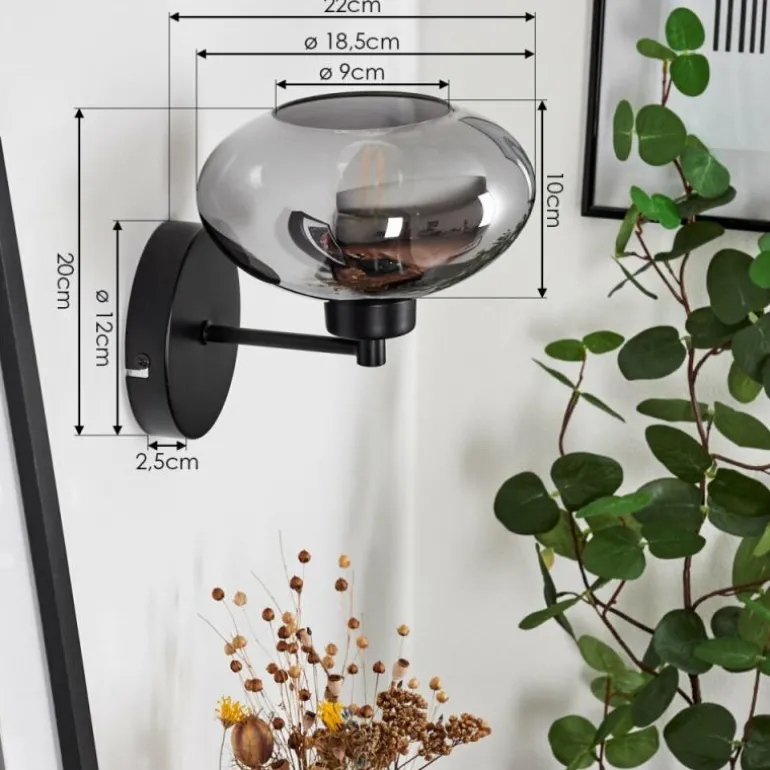 Applique murale Haikala Noir, 1 lumière