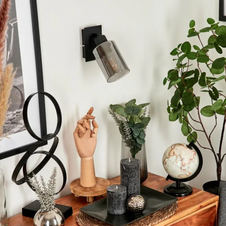 Applique murale Hunouri Noir, 1 lumière