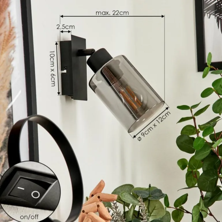 Applique murale Hunouri Noir, 1 lumière