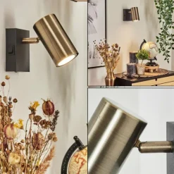 Applique murale Javel Vieux laiton, Noir, 1 lumière