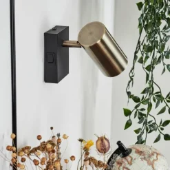 Applique murale Javel Vieux laiton, Noir, 1 lumière