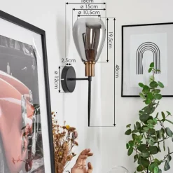 Applique murale Lincura Laiton, Noir, 1 lumière