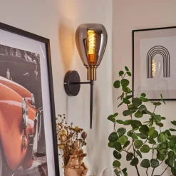 Applique murale Lincura Laiton, Noir, 1 lumière