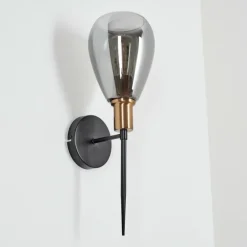 Applique murale Lincura Laiton, Noir, 1 lumière