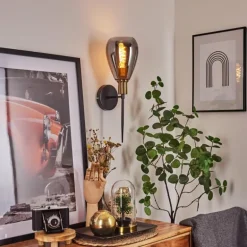 Applique murale Lincura Laiton, Noir, 1 lumière