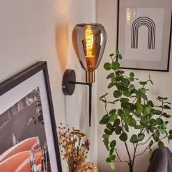 Applique murale Lincura Laiton, Noir, 1 lumière