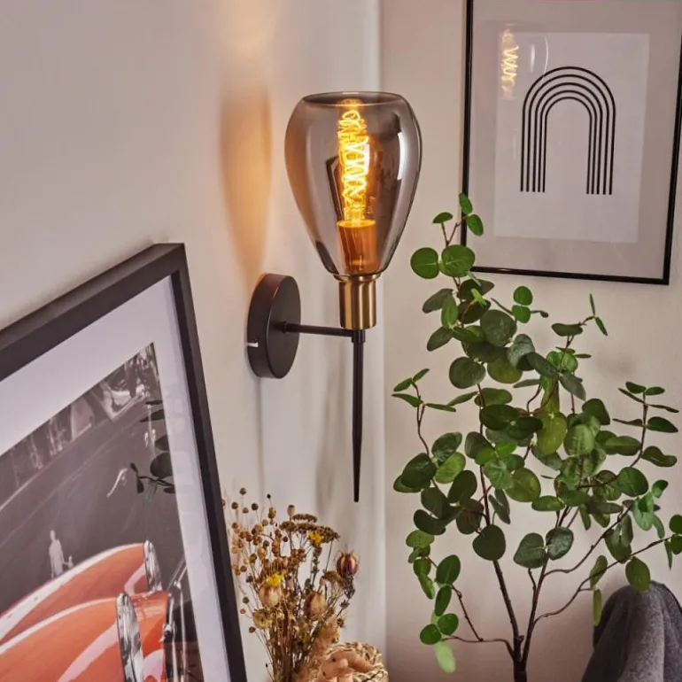 Applique murale Lincura Laiton, Noir, 1 lumière