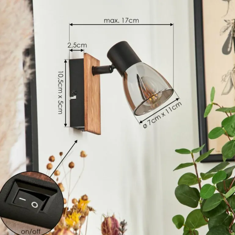 Applique murale Murianette Écru, Noir, 1 lumière