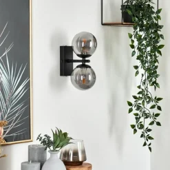 Applique murale Remaisnil Noir, 2 lumières